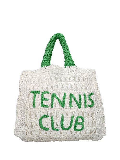 Borsa Tennis Club in rafia DE SIENA | 1008OFF WHITE-VERDE